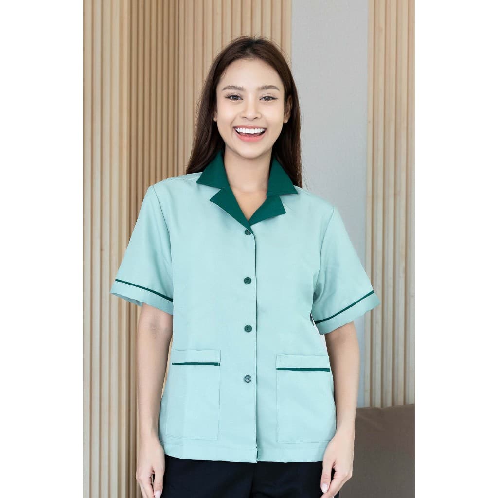เสื้อแม่บ้าน คอฮาวาย ยูนิฟอร์มแม่บ้าน เสื้อแม่บ้านบริษัท เสื้อแม่บ้านโรงแรม รูปที่ 8