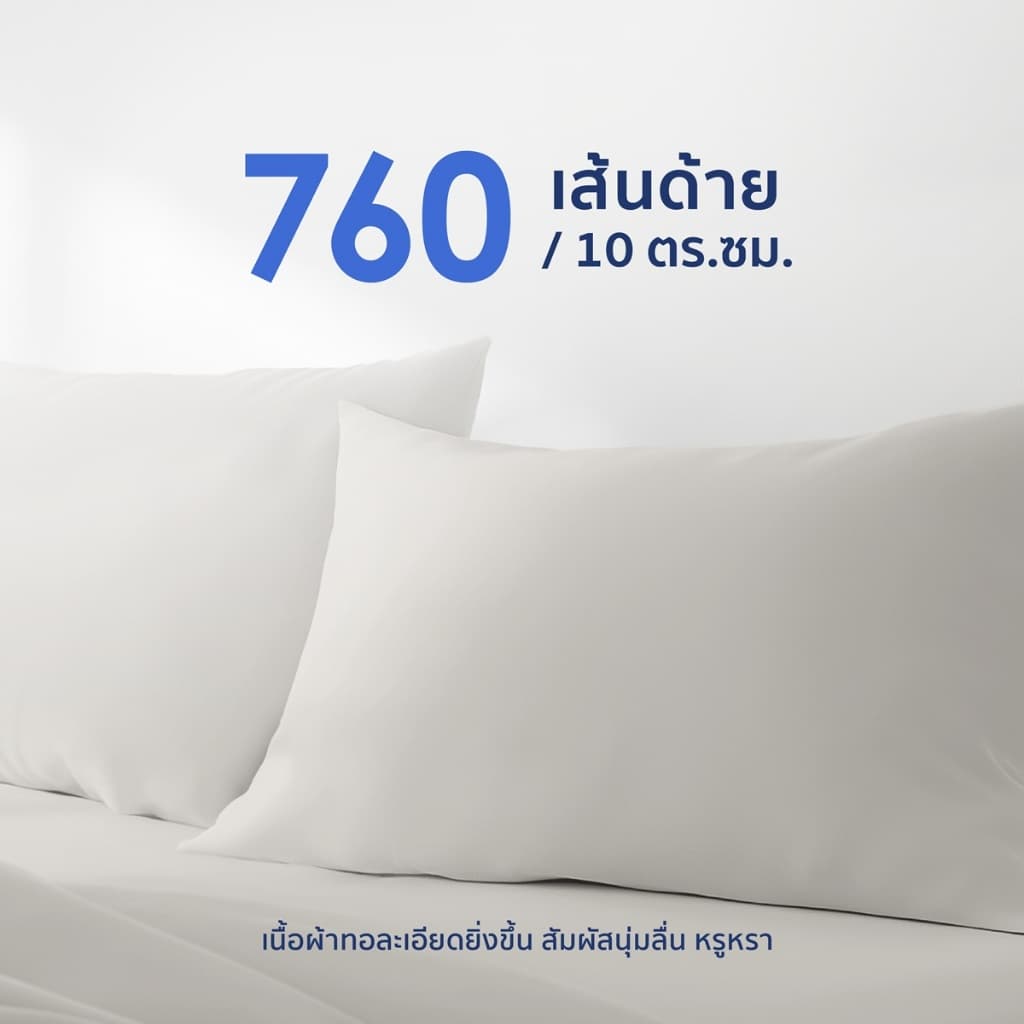 Welcare ปลอกหมอนข้าง Premium Silky Cotton เส้นใย TENCEL™ Bolstercase นุ่มลื่น เย็นสบาย ระบายอากาศดีเยี่ยม รูปที่ 2
