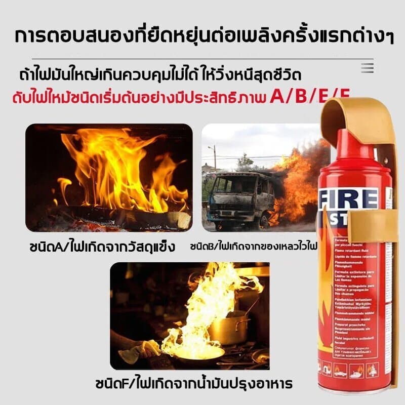 ดับไฟใน 1วินาที ประเภทโฟม เครื่องดับเพลิง 1000ml สามารถดับเพลิงวงจรได้ มาตรฐานอัคคีภัย พลังสเปรย์อันทรงพลัง อเนกประสงค์ รูปที่ 6
