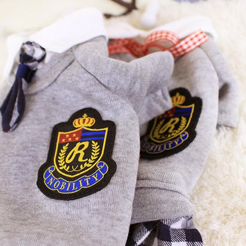 เสื้อผ้าสัตว์เลี้ยงคู่รักสไตล์มหาวิทยาลัย ชุดยูนิฟอร์มแมว เสื้อยืดลูกสุนัข รูปที่ 6