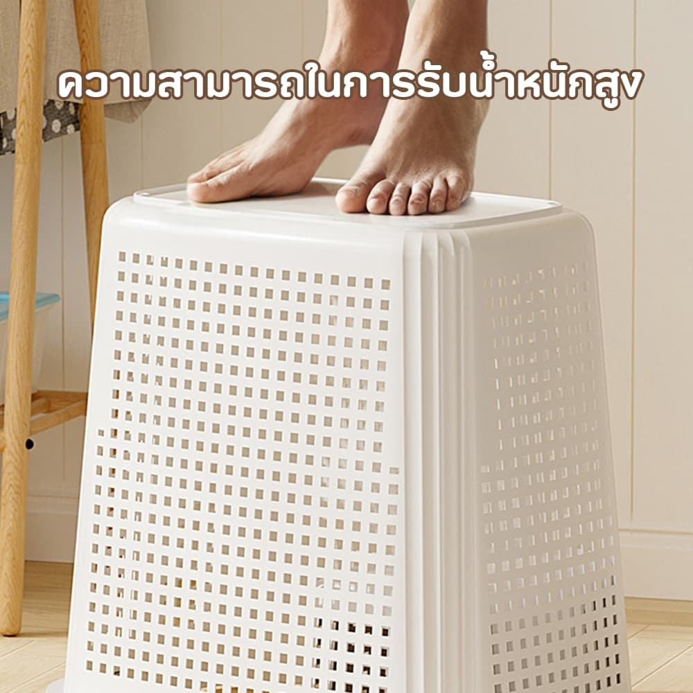 ตะกร้าพลาสติก ตระกร้าผ้า ตะกร้าเสื้อผ้าสกปรก มินิมอล ความจุขนาดใหญ่ ความเหนียวที่ดี มีให้เลือก 2 ขนาด รูปที่ 6