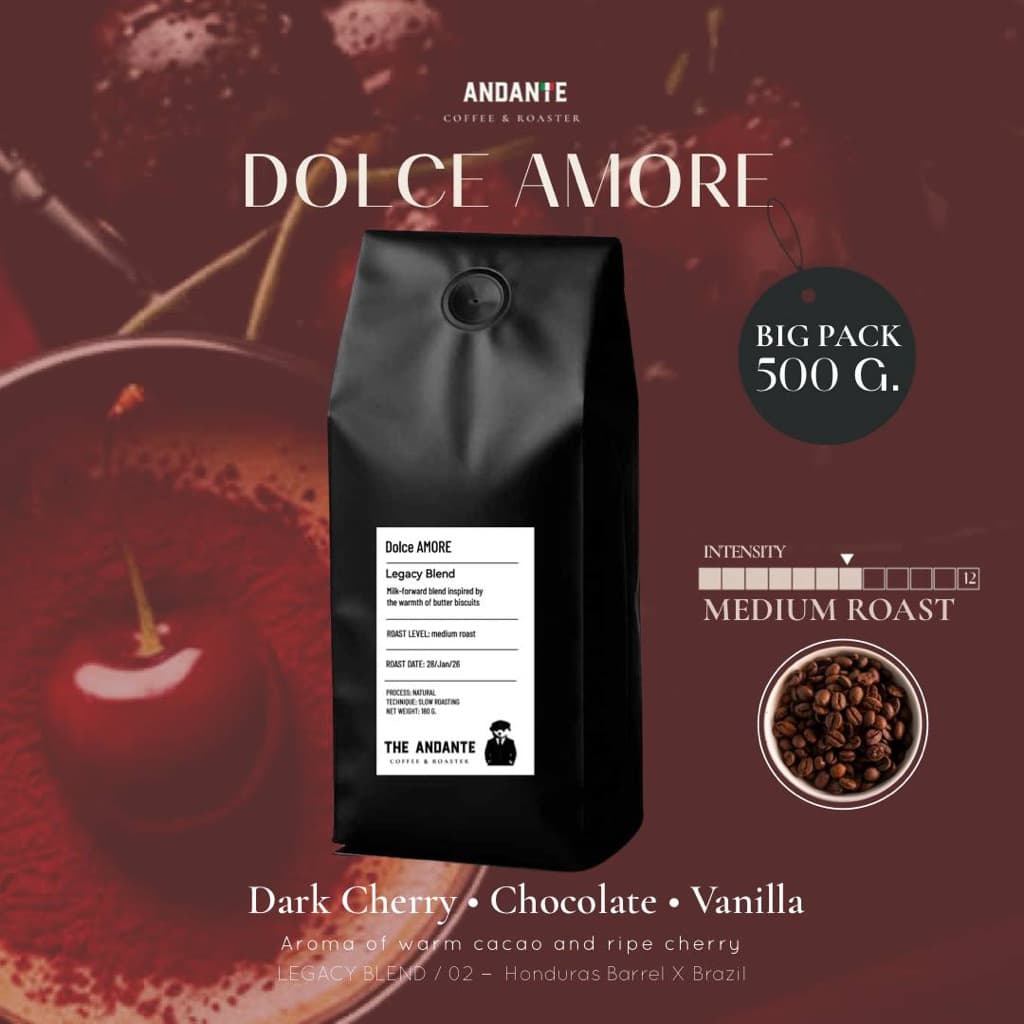 The Andante เมล็ดกาแฟคั่วกลาง เบลนด์พรีเมียม บ่มถังวิสกี้ Dolce Amore Blend refill bag รูปที่ 3