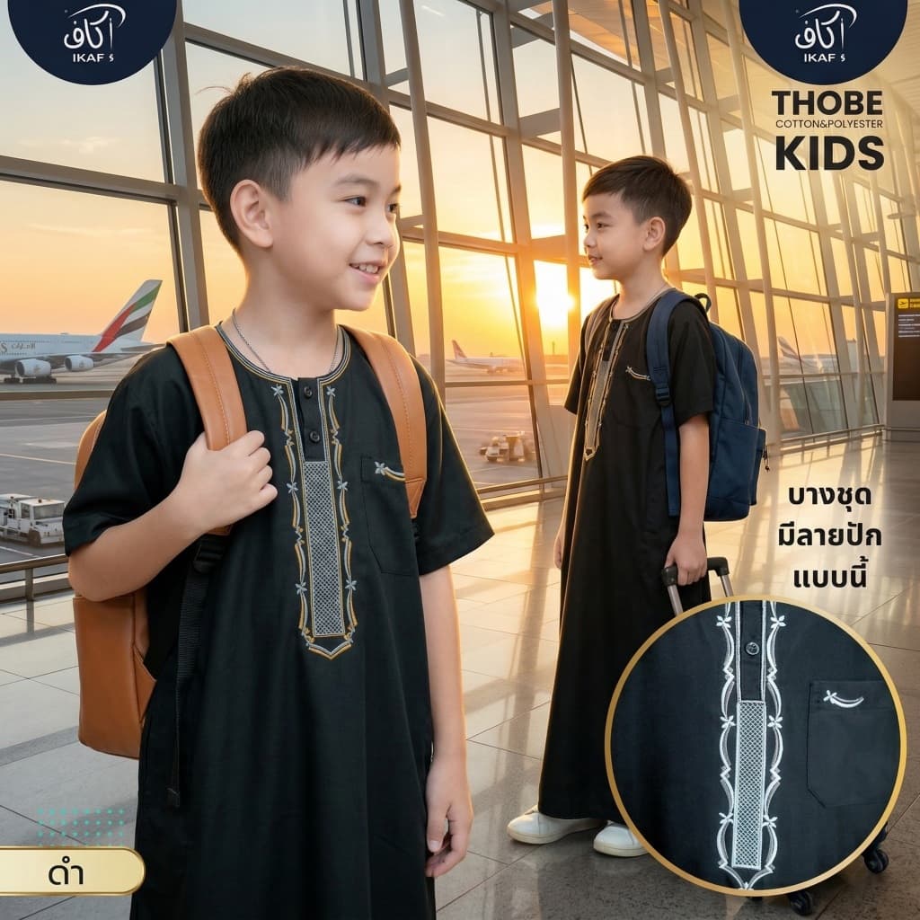 โต๊ปเด็กแขนสั้นคอกลม แบรนด์ IKAF มีเป็นเซ็ท พ่อ-ลูก งานเนื้อผ้าคอตตอนผสมโพลีเอสเตอร์ BA49วาริสมุสลิม รูปที่ 4