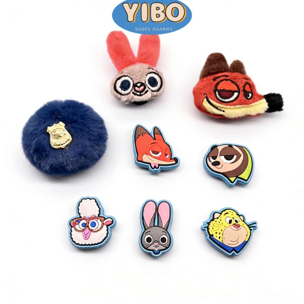 YIBO charms ตัวติดรองเท้าแตะ การ์ตูน Zootopia 3D น่ารักสุดปัง พร้อมชุดบัวล็อคโลหะ ตกแต่งง่าย ไม่หลุด รูปที่ 2