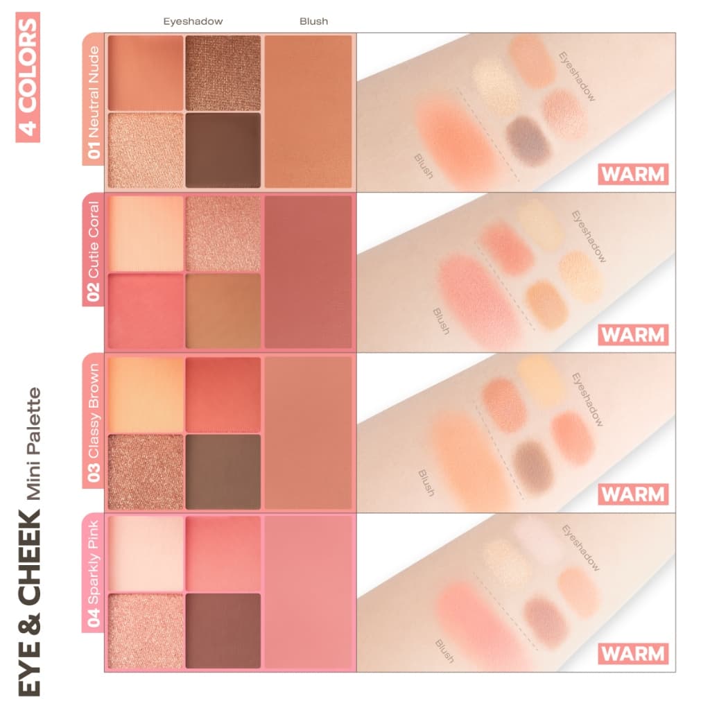 CUTE PRESS EYE & CHEEK MINI PALETTE พาเลทท์แต่งหน้าตาและแก้ม สีเด่นชัด ติดทนยาวนาน เข้าได้กับทุกลุค รูปที่ 4