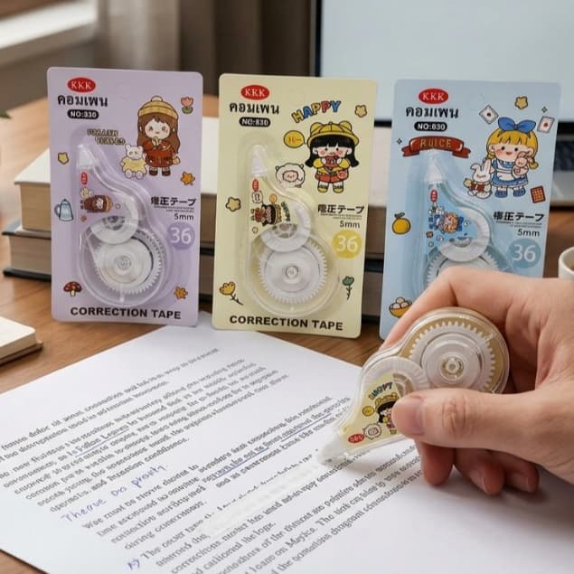 แพ็ค 12 ชิ้นสุ่มลาย KKK-KTS-SuperDเทปลบปากกา ลิควิดเทป ลายน่ารัก น่าใช้ ใช้ง่าย สะดวกสบาย ลื่นดี ไม่ติดขัด คละแบบ รูปที่ 2