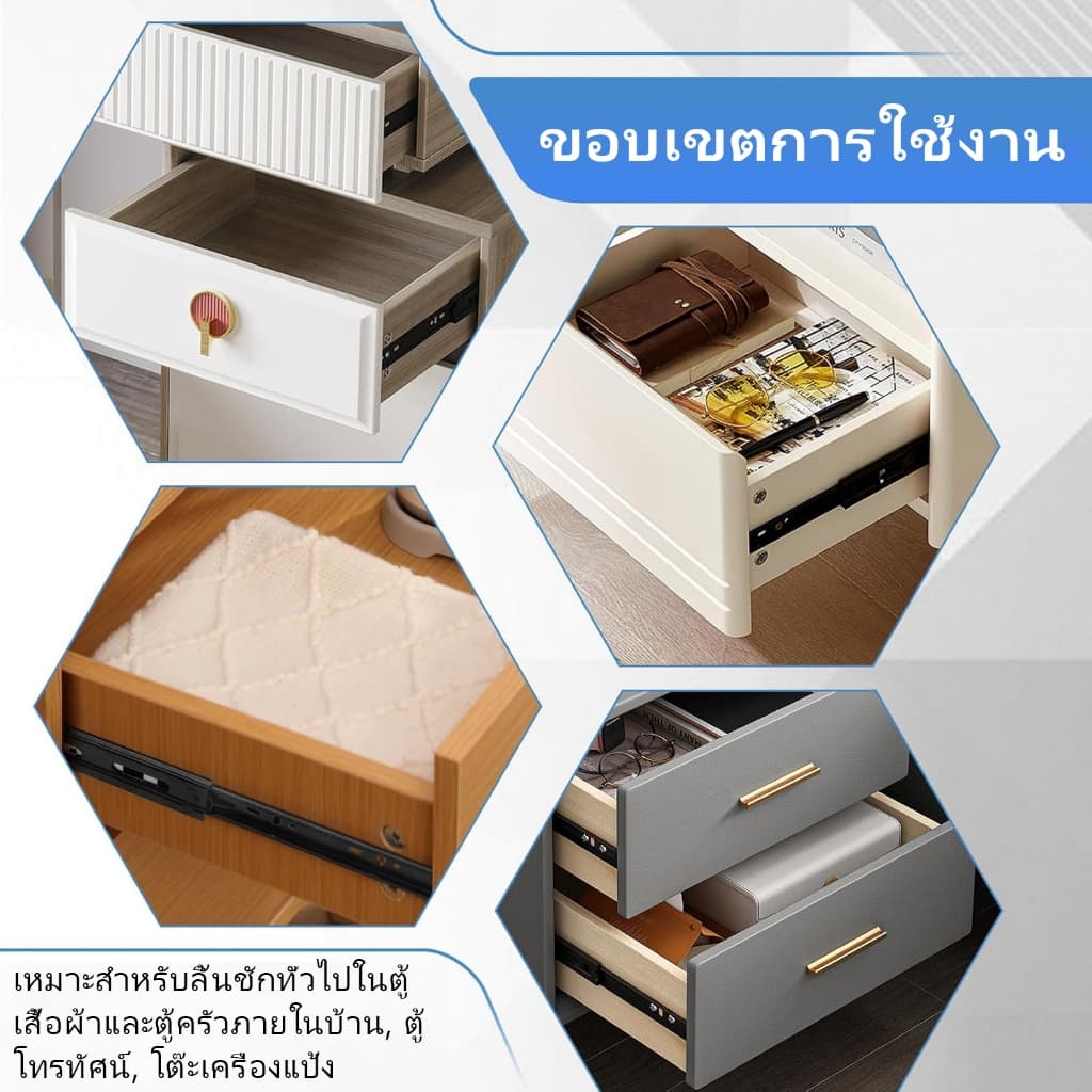 รางลิ้นชัก 1คู่ รางลูกปืน 3ตอน สีดำ ขนาด8-20นิ้ว ​​รางสไลด์เงียบ​​ รางสไลด์ลิ้นชัก ปิดนุ่ม กดกระเด้ง ลื่นไหล ทนทาน รูปที่ 2