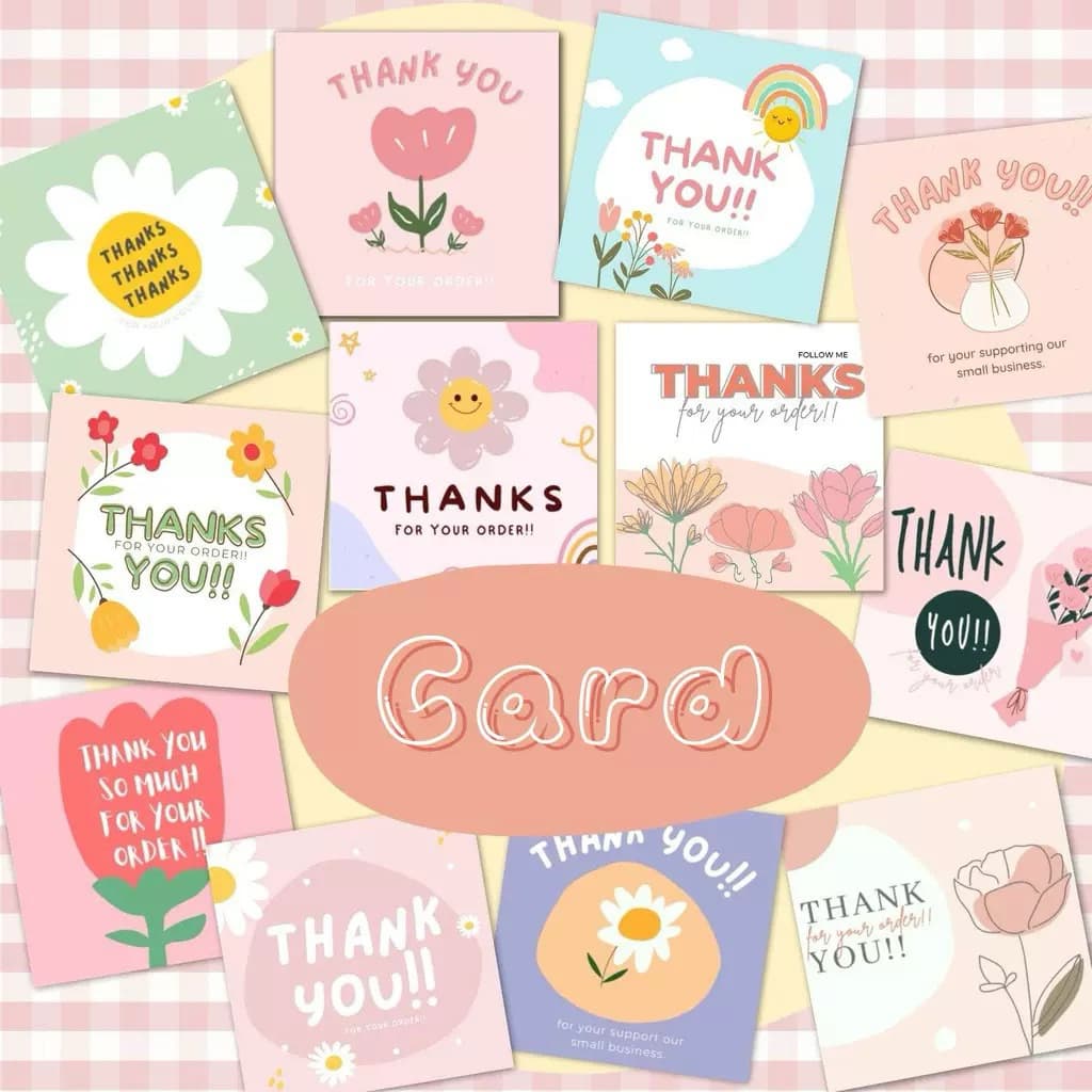การ์ดขอบคุณ 50 ชิ้น thank you good day happybirthday ขนาด 6*6 ซม กระดาษ250 แกรม รูปที่ 6