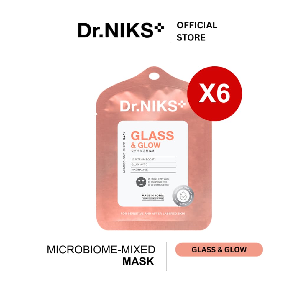 Dr.NIKS กลาสแอนด์โกลว์ไมโครไบโอม-มิกซ์มาสก์ 27ml ดร.นิกส์ สูตรหน้าฉ่ำ ผิวโกลว์ รูปที่ 1