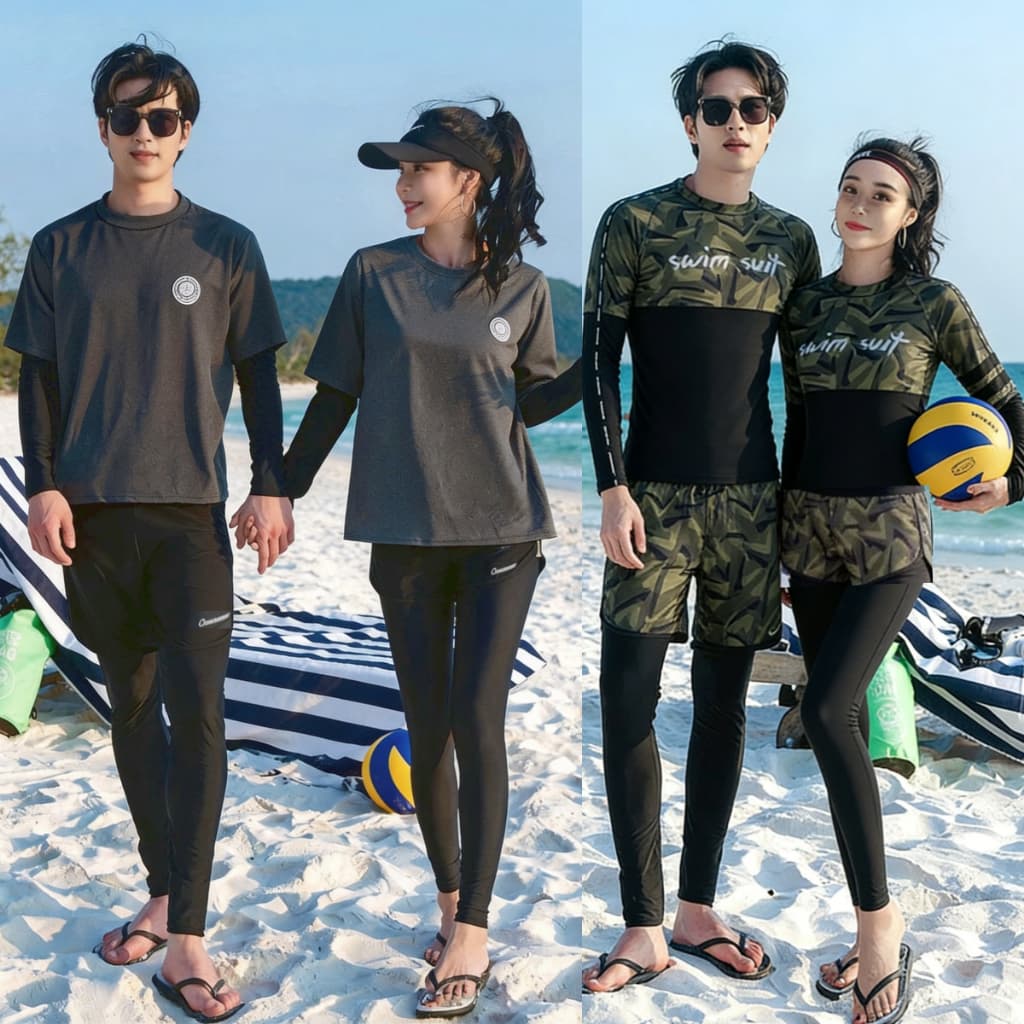 ‍HOT‍ชุดว่ายน้ำแขนยาว คู่รัก ชุดดำน้ำ ชุดว่ายน้ําคู่ กันUV ผ้าแห้งเร็ว เป็นยางยืด หลากหลายสไตล์ รูปที่ 6