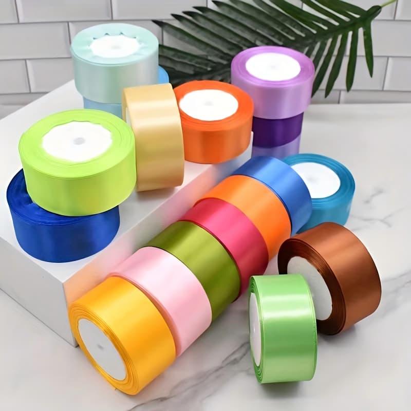 ริบบิ้นผ้าซาติน ด้านเดียว 22 เมตร/ม้วน กว้าง 4 ซม. แฮนด์เมด DIY ริบบิ้นห่อของขวัญ ช่อดอกไม้ริบบิ้น ห่อโบว์ ตกแต่งของ รูปที่ 2