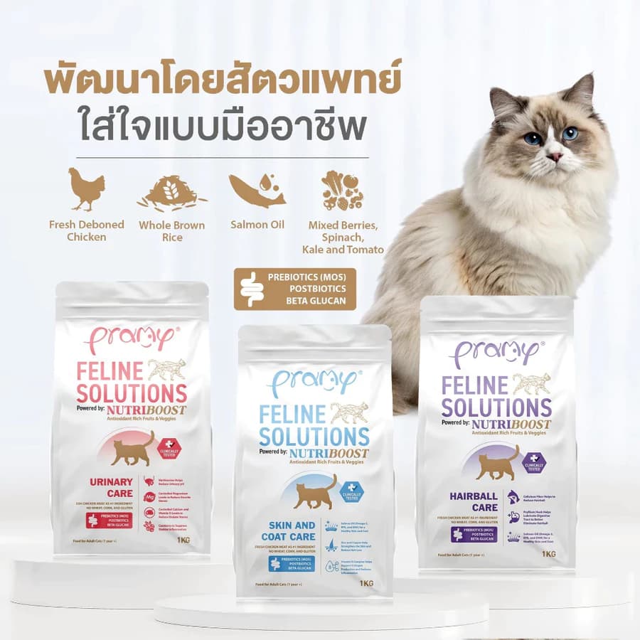 Pramy Feline Solutions พรามี่ แคร์ ขนาด 5.5 Kg. อาหารแมวสูตรเฉพาะทาง รูปที่ 2