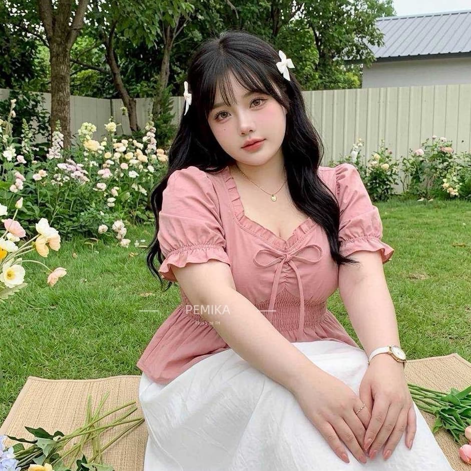 C20 เสื้อสาวอวบ สีพื้นเรียบ ทรงPeplum สวย ใส่สบาย แต่งโบว์หน้า มีสม็อคเอวยืด รอบอกใหญ่พิเศษ 32-60 นิ้ว รูปที่ 3