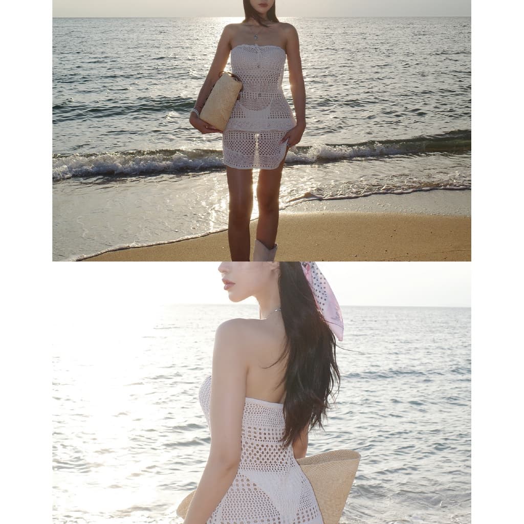 ICEBLINK | Reagan short dress เดรสสั้นไหมพรมเกาะอก เชือกผูกหน้า รูปที่ 9