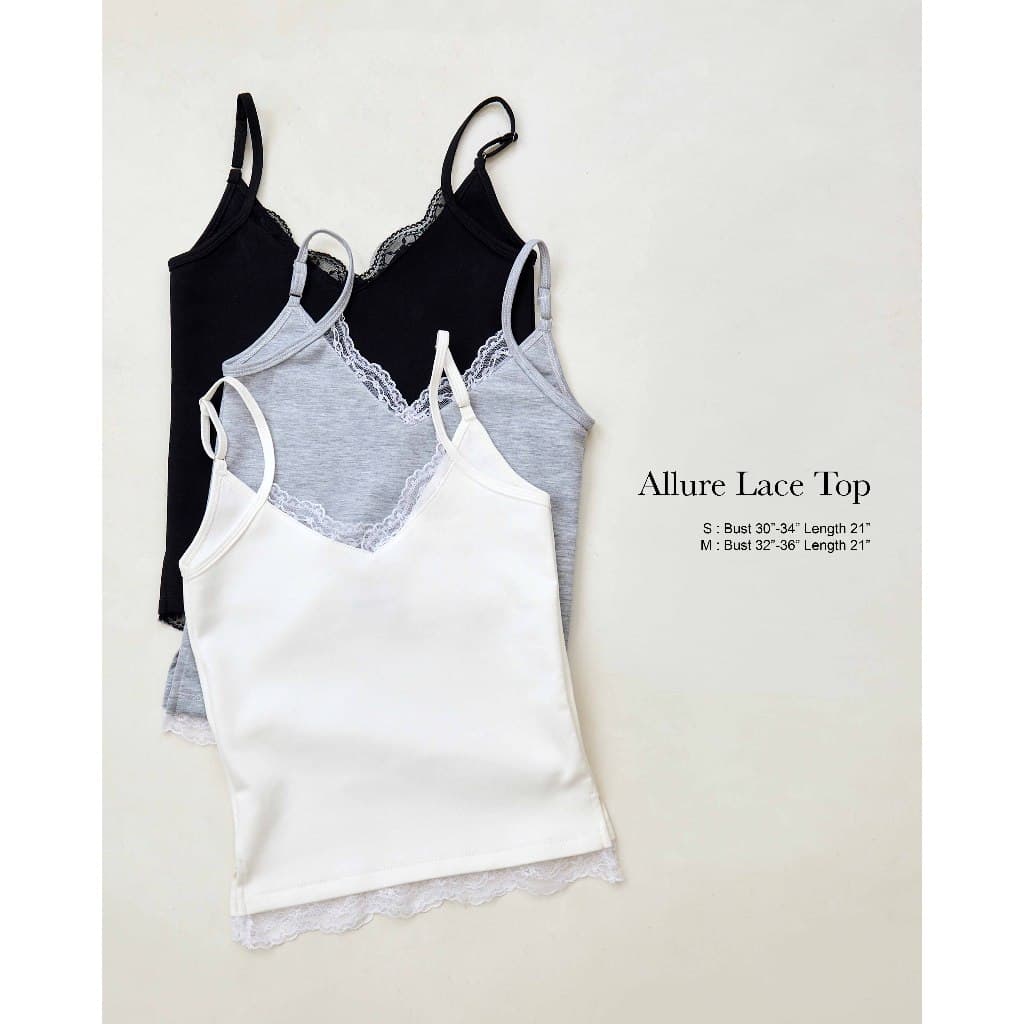 เสื้อสายเดี่ยวขอบลูกไม้ Allure lace top รูปที่ 9