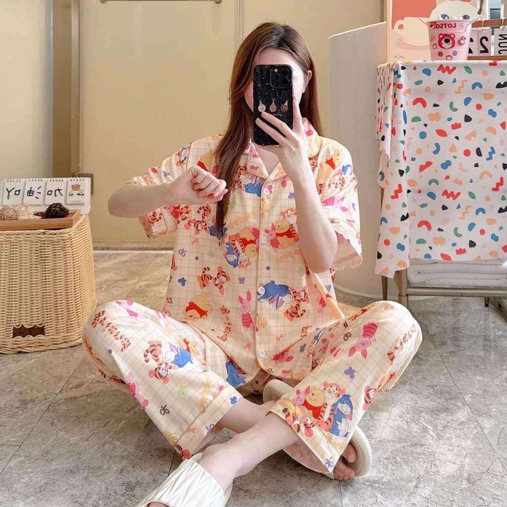 มาใหม่ ชุดนอนผ้าไหมอิตาลี่ เเขนสั้น-ขายาว ผ้าดี มีหลายลายให้เลือก ฟรีไซส์ SL-1 รูปที่ 7