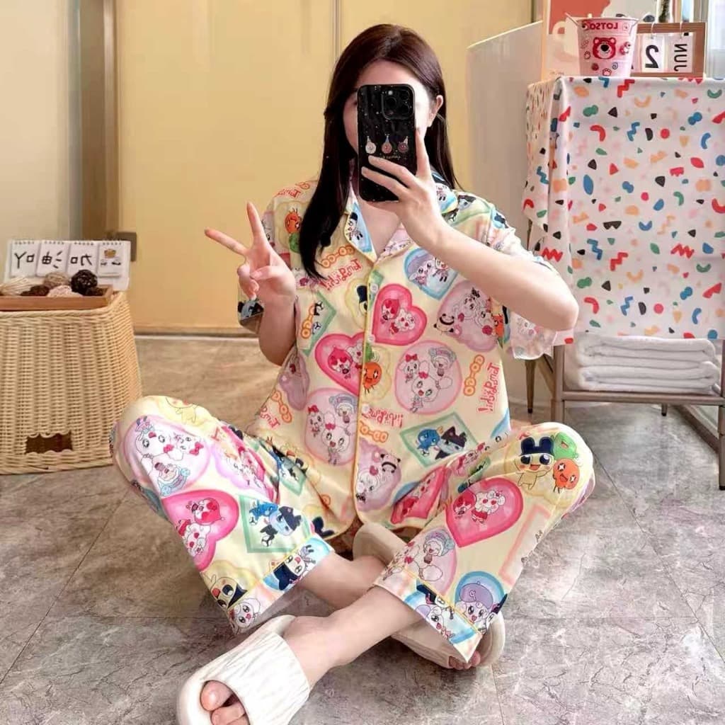 มาใหม่ ชุดนอนผ้าไหมอิตาลี่ เเขนสั้น-ขายาว ผ้าดี มีหลายลายให้เลือก ฟรีไซส์ SL-1 รูปที่ 3