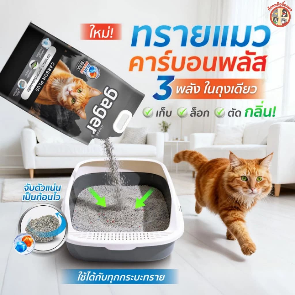 Gager ทรายแมวภูเขาไฟกาเจอร์ สารพลังสลายกลิ่น ทรายแมวพรีเมียม ขนาด 8-10กิโล รูปที่ 7