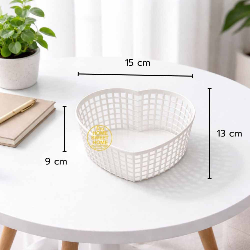 ตะกร้า ตะกร้ารูปหัวใจ ทรงสูง Size: L มินิมอล ใส่เครื่องสำอางค์ เครื่องเขียน จัดระเบียบโต๊ะ เกรดA Outlet รูปที่ 3