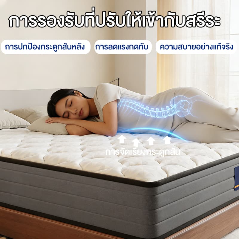 ที่นอนสปริง หนา 9 นิ้ว หนานุ่ม 3.5ฟุต 5ฟุต 6ฟุต รับน้ำหนักได้เยอะ ผ้าทอและไส้ที่นุ่มสบาย สำหรับบ้านเย็นสบา ฟรีส่ง รูปที่ 4