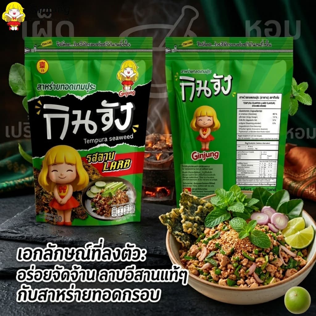 กินจัง สาหร่ายทอดเทมปุระ สาหร่ายทอดแบบซอง 50 กรัม มีให้เลือก 4 รสชาติ รูปที่ 6