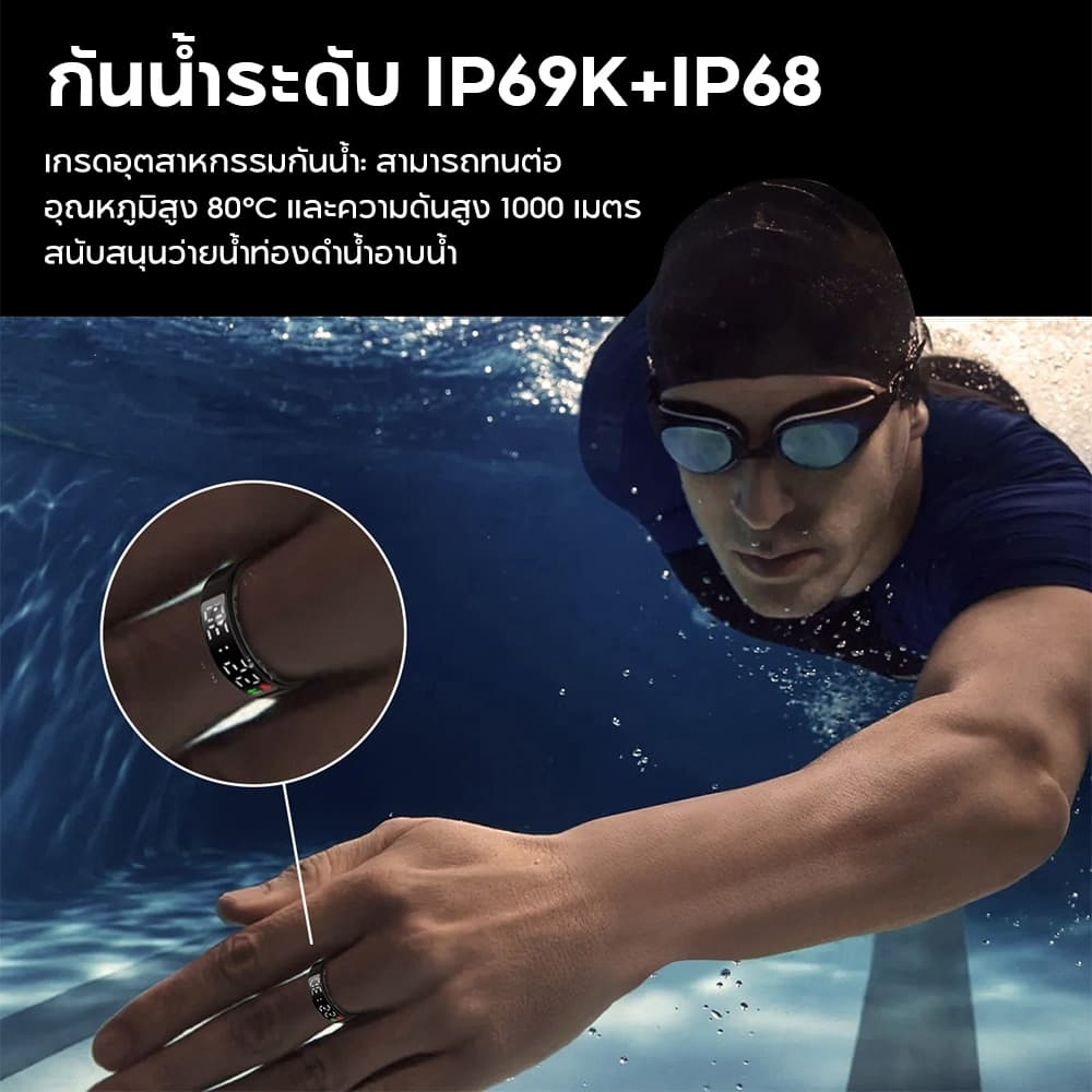 Aolone Smart Ring Ring Gen 5 แหวนออกกําลังกาย แหวนนับก้าว LCD หน้าจอ IP69K แหวนอัจฉริยะ ติดตามสุขภาพ 24 ชม รูปที่ 3