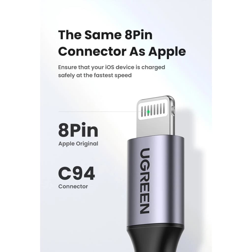 UGREEN MFiตรวจสอบสิทธิ์USB-C Fast charging cable สายชาร์จเร็วนี้ ใช้งานได้ดีiPhone14 13 12 11 8 XR MAX Type-c Data cable รูปที่ 7