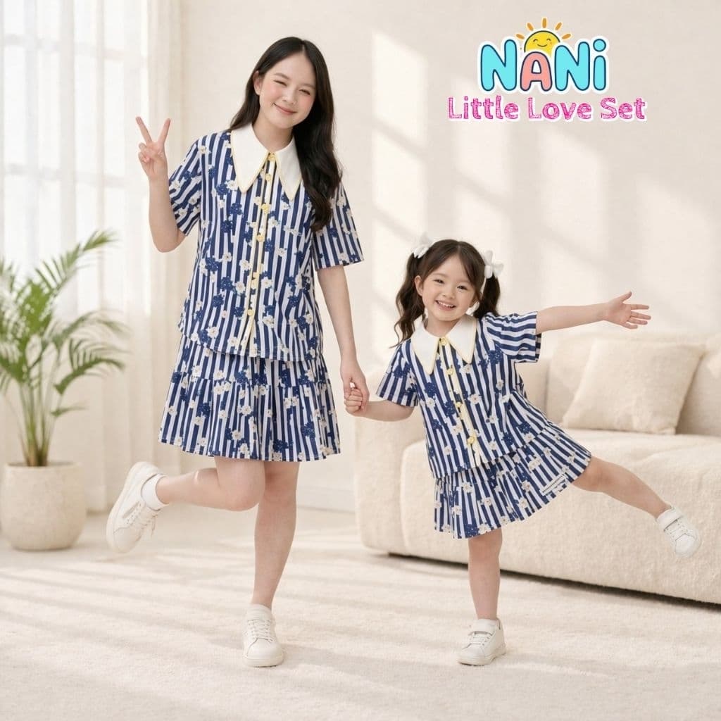 NANi Little Love Set ชุดแม่ลูก เซ็ตแม่ลูก ชุดคู่ เสื้อ+กระโปรง ลุคเกาหลี น่ารัก ใส่สบาย ถ่ายรูปสวย รูปที่ 2