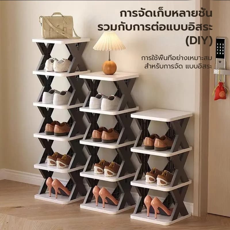 NIKOHOME ชั้นวางรองเท้าพลาสติก มีตั้งแต่ 2-9 ชั้น เลือกสีดำ ขาว หรือน้ำเงินได้ รับน้ำหนักชั้นละ 5kg รูปที่ 4