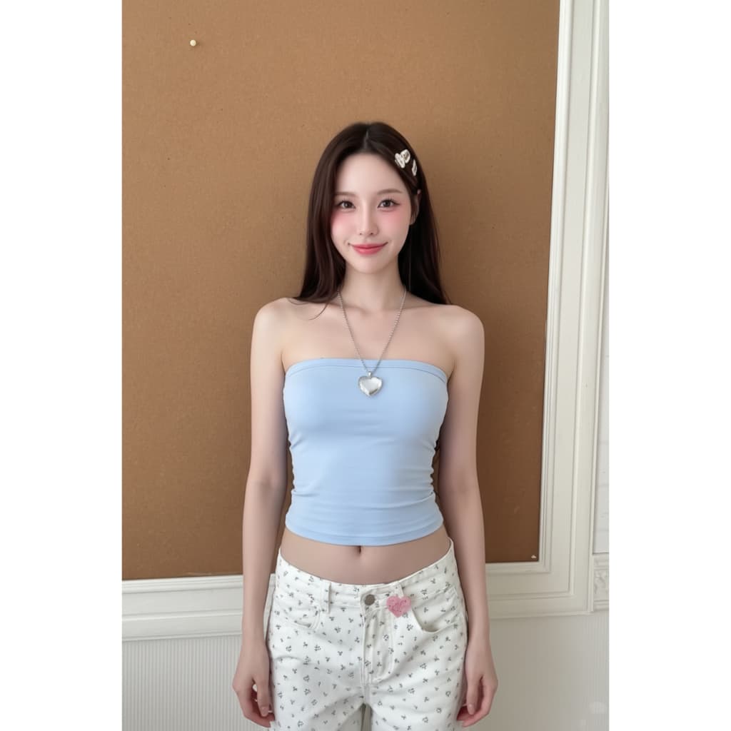 Basic Bodycon Plain Tube Top เสื้อเกาะอก ผ้ายืดรัดรูป หลายสี ทําจากผ้าฝ้ายบางเย็น | Black Cherry รูปที่ 7