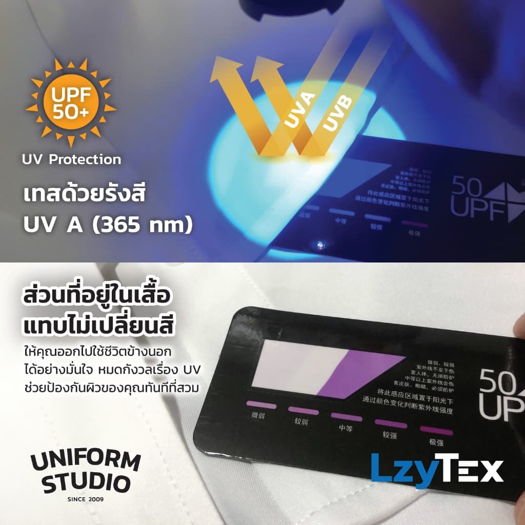Uniform Studio เสื้อเชิ้ตหญิง LzyTex คอจีน แขนยาว สีขาว รูปที่ 7