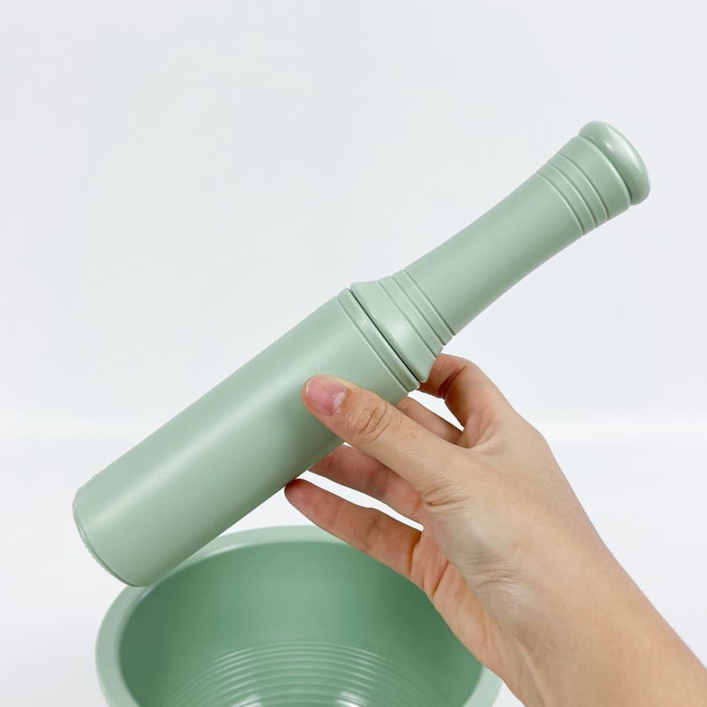 เซ็ทครกพลาสติกเกาหลี ครกพร้อมสาก สีมิ้นต์พาสเทล น้ำหนักเบา ไม่ขึ้นรา Plastic Mortar Set 절구통 รูปที่ 9