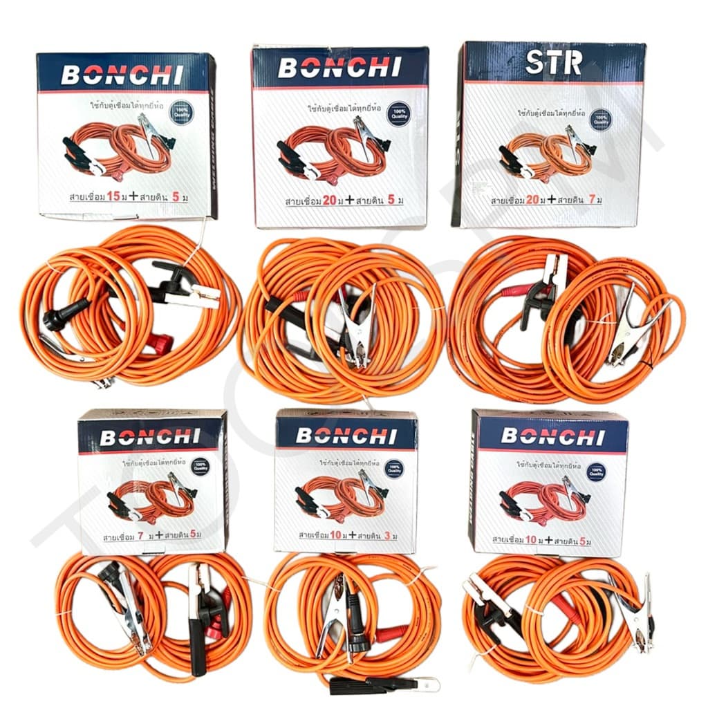 BONCHI สายเชื่อม สำเร็จรูปพร้อมหัวคีบกับธูปเชื่อมสายบวกและหัวคีบเหล็กกับสายกราวน์ พร้อมหัวเกลียว มีหลายขนาดให้เลือก รูปที่ 1