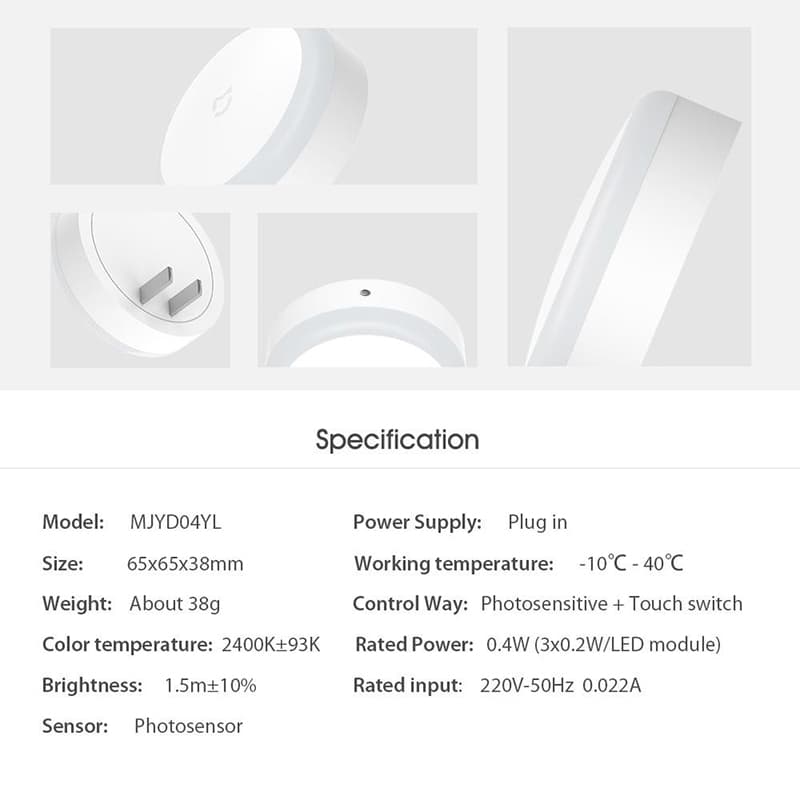 Mijia Plug-In Night Light โคมไฟกลางคืน ไฟกลางคืนเซ็นเซอร์ ประหยัดพลังงาน ไฟสำหรับกลางคืน ไฟติดห้อง รูปที่ 9