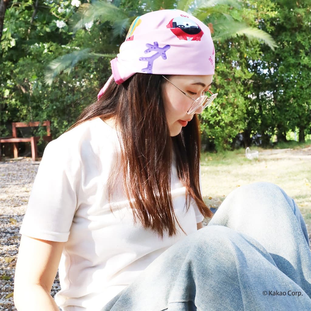 ใหม่ Kakao Friends ผ้าโพกศีรษะ ผ้าเช็ดหน้า ขนาด 24x24 นิ้ว Collection Under the Sea รูปที่ 4