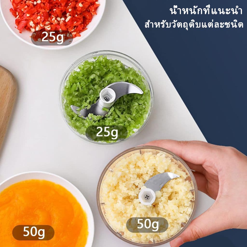 เครื่องปั่นพริก/กระเทียม บดกระเทียมไฟฟ้า 300ml เครื่องบดไฟฟ้าอเนกประสงค์ USB ปั่นละเอียด บดเนื้อ ไร้สาย ปั่น รูปที่ 6