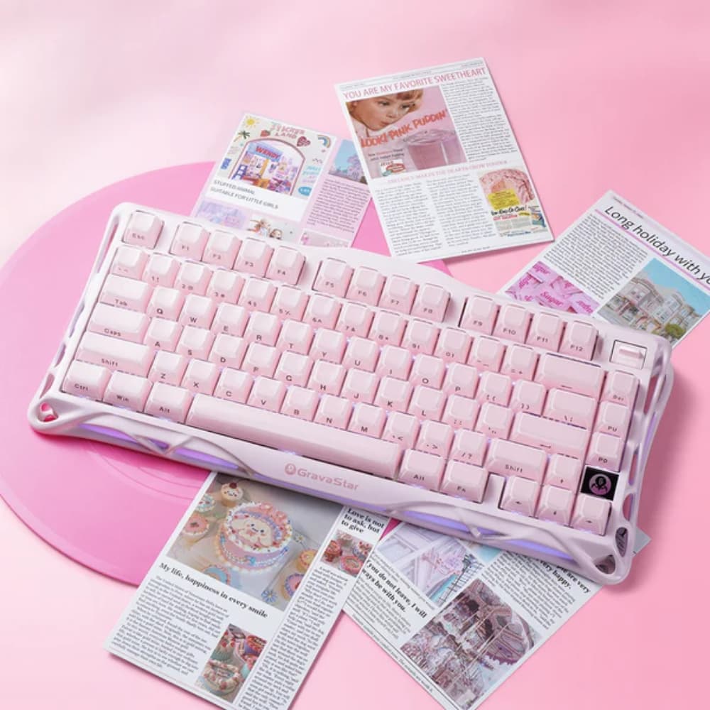 GravaStar Mercury K1 75% คีย์บอร์ดเกมมิ่งไร้สาย Wireless Mechanical Gaming Keyboard - SAKURA PINK รูปที่ 8