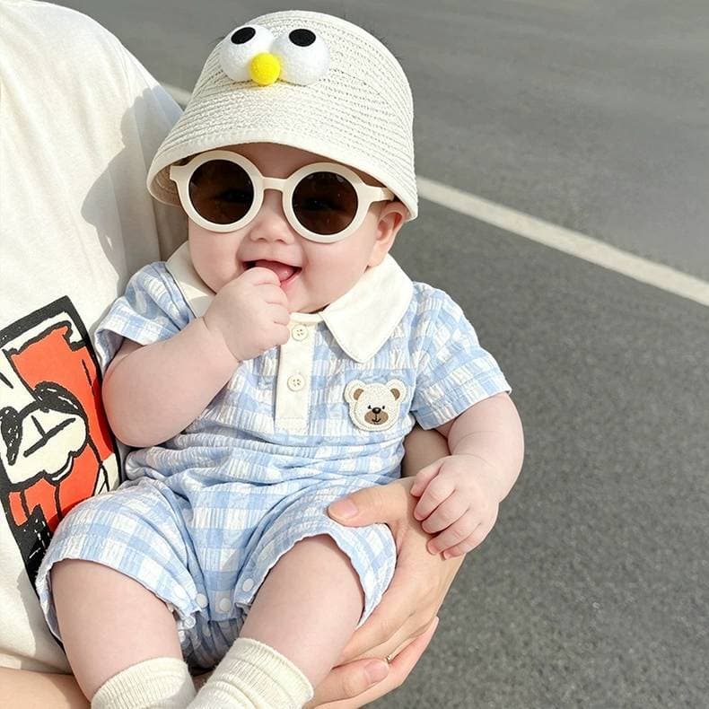 NT BABY-231 ชุดจั๊มสูทเด็กลายทางฟ้า คอปกหมีน้อย ลุคคุณหนู ใส่สบาย รูปที่ 5