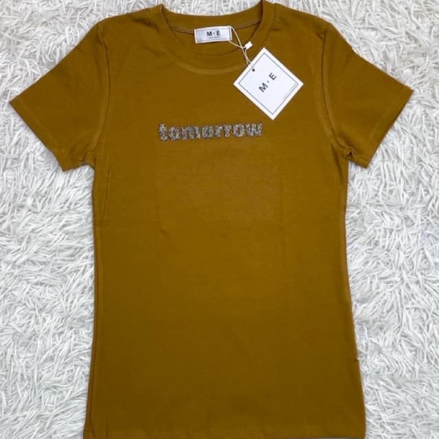 เสื้อยืดคอกลมแขนสั้น รีดเพชรลาย tomorrow ป้าย ME รูปที่ 7