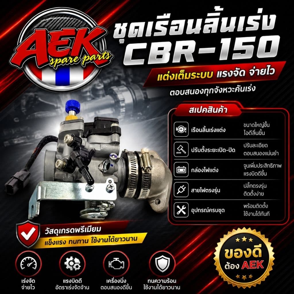เรือน CBR150 ครบชุด ขนาด27/28/30/32/33/34มิล พร้อมประกอบใส่ WAVE-110i/MSX-125/WAVE-125iปลาวาฬ/DREAM SUPERCUP รูปที่ 3