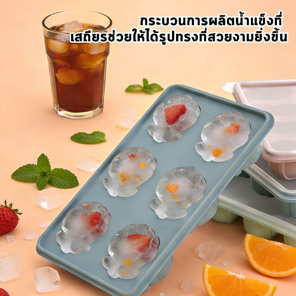 แม่พิมพ์ซิลิโคน แม่พิมพ์สบู่ บล๊อกน้ำแข็ง 4/6/8 ช่อง พร้อมฝาปิด พิมพ์น้ำแข็ง บล็อกทำขนม วุ้น ฟุตตี้ เกรดอาหาร ถอดง่าย รูปที่ 4