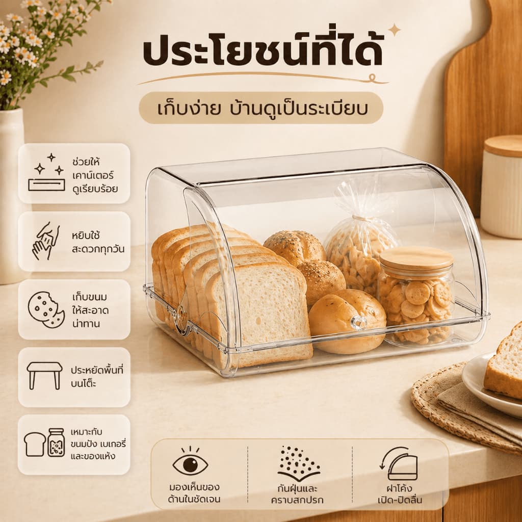 กล่องเก็บขนมปังจัดระเบียบ ใช้เก็บของเบ็ดเตล็ดได้ พกพาสะดวก สวยงาม เหมาะสำหรับร้านกาแฟ ทางเข้า ห้องครัว รูปที่ 3