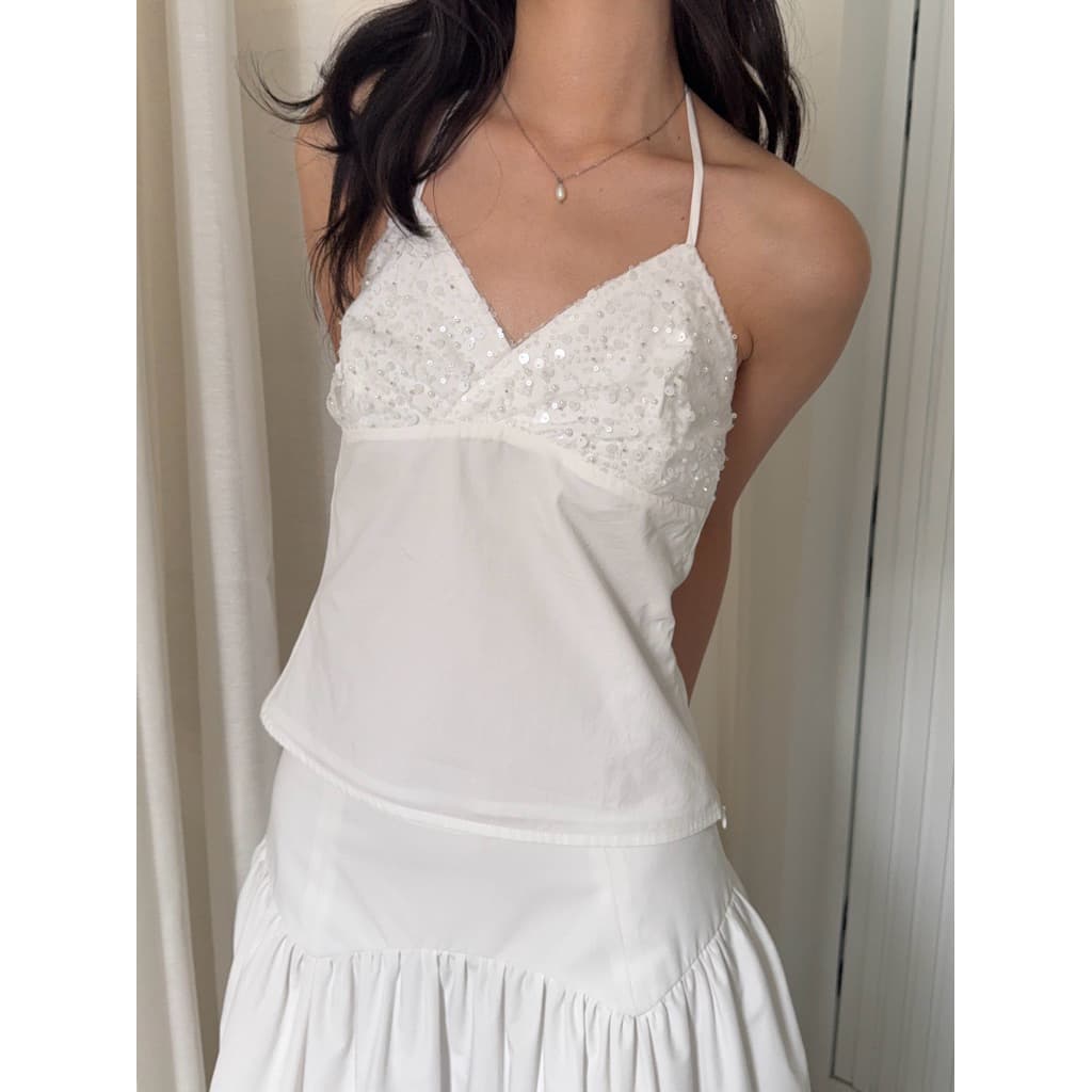MELT.INMOMENTS Glint Cami Top สายเดี่ยวปักเลื่อมที่อก กลิตเตอร์ รูปที่ 1