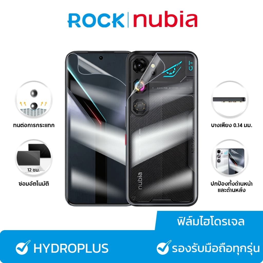 rock space ฟิล์ม Nubia Neo5 Pro/Neo5 GT/V80 Max/V80 Pro ไฮโดรเจล และ ฟิล์มหลัง สำหรับมือถือทุกรุ่น แจ้งรุ่นทางข้อความคะ รูปที่ 1