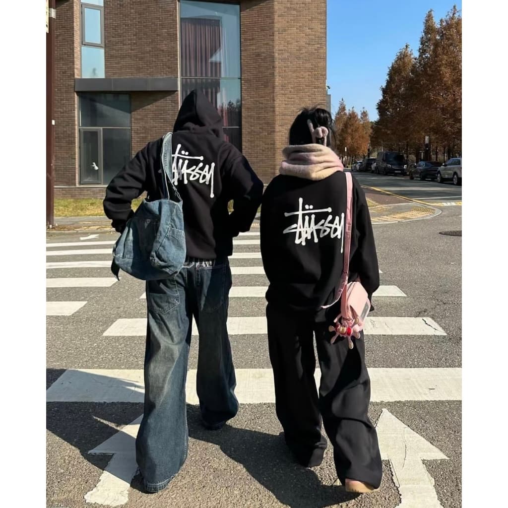 เสื้อสเวตเตอร์มีฮู้ด สำหรับผู้ชายและผู้หญิงSTUSSY BASIC LOGO HOODIE ผ้าฝ้ายแท้เสื้อสวมหัวคู่มีฮู้ดแบรนด์อินเทรนด์ รูปที่ 7