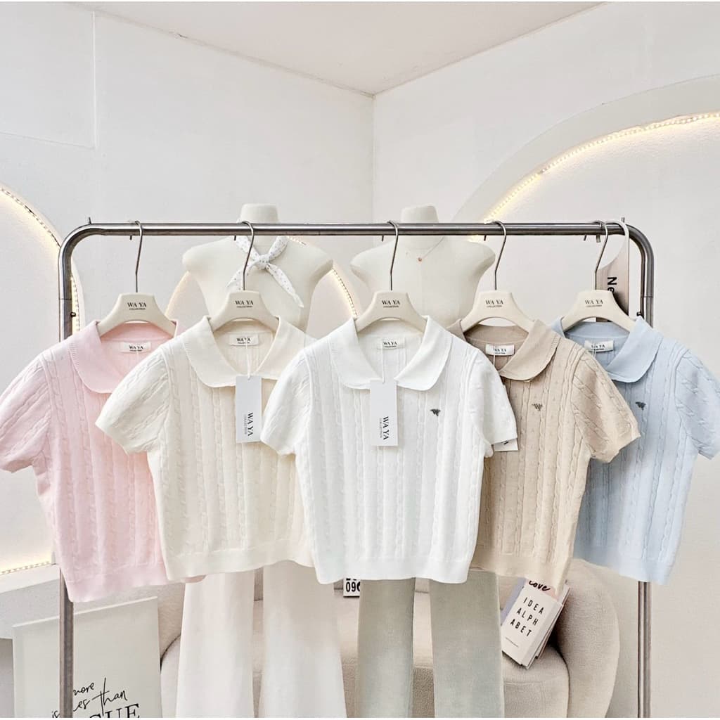 WA YA เสื้อไหมพรมคอปกโปโล รูปที่ 4