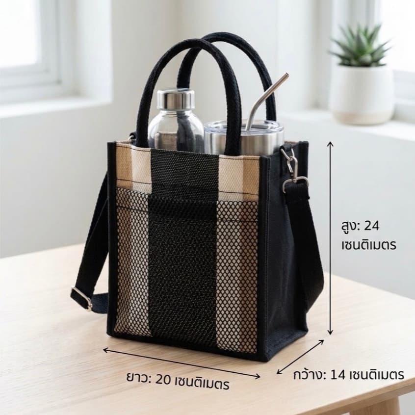 กระเป๋าสายรุ้งใส่แก้วเก็บความเย็นมีช่องล็อกแก้วมีสายสะพาย ถุงใส่แก้วเก็บอุณหภูมิใส่ได้ 40 ออนซ์ใส่ไอแพดมินิ ขวดน้ำร่มได้ รูปที่ 2
