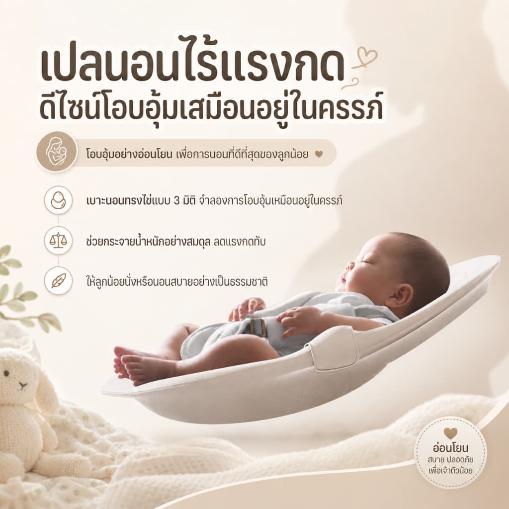 MINIBEIGEเปลไกวไฟฟ้า เปลเด็ก สำหรับวัย 0-3 ปี แถมล้อหมุน 360° พร้อมมุ้งกันยุง มีดนตรี เปลไฟฟ้า พร้อมจานอาหารโหมดบลูทู รูปที่ 6