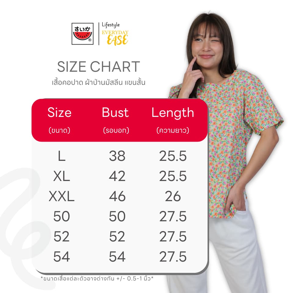เสื้อแตงโม - เสื้อผ้าป่านมัสลิน คอปาดกระดุมหลัง 3 เม็ด แขนสั้น ลายดอกไม้ รูปที่ 8