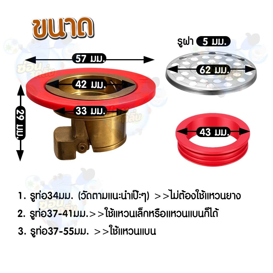 SaunGlin ทองเหลือง ดับกลิ่น ในท่อ ระบายน้ำ ไม่ต้องรื้อถอน กันแมลง ตะขาบ แมงสาบ แมลงหวี่ขนในท่อน้ำทิ้ง รูปที่ 3